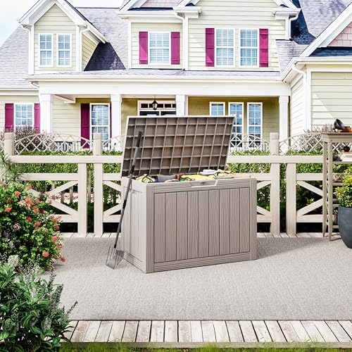 45 Gallon Outdoor Storage Box Waterproof Deck Box Patio Storage - color: Gray, style: 45Gallon