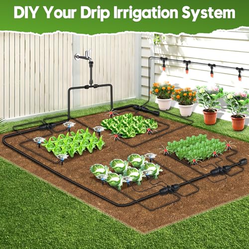 240FT Drip Irrigation System for Garden, 2026 Upgraded Quick-Connect Automatic Garden Watering System with 1/2" & 1/4" Tubing and Adjustable Nozzle Emitters for Greenhouse, Yard, Lawn, Raised Bed