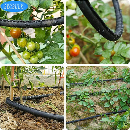 Secbulk 2026 Flat Soaker Hose 100 ft with Stakes for Garden, 50ft x 2 Linkable Drip Hose Diy Garden Irrigation System Saving 80% Water, Dual-layer Leak-free Design Water Hose with Holes - size: 100ft