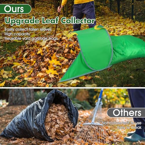 Leaf Collector with Extension Lawn Bags,Portable Pop Up Leaf Bag,Thickened Leafs Scoops,Reusable Yard Garden Bags for Leaves and Trash (2 Pack)