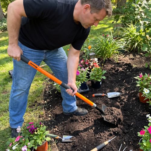 56 Inch Heavy Duty Round Point Digging Shovel with Orange Fiberglass Handle