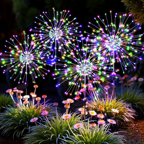 4Pack Solar Lights Outdoor, Multicolor Firework Lights - color: Multicolor, size: 4 Pack