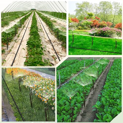 12-Set 180° Drip Irrigation Micro Sprinkler Head with 13" Stake - size: 12 Sets 180° Sprinkler Heads