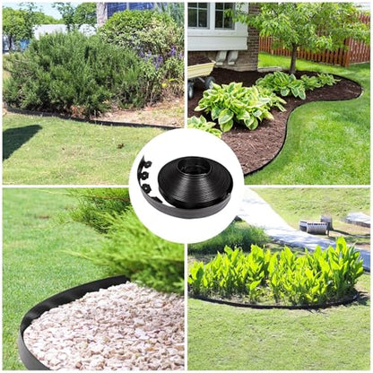 JERIA 2 Inch Tall 100 FT Garden Edging Kit with 120pcs Spikes, Plastic Edging for Landscaping - size: 2IN x 100FT