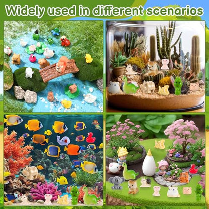 Mini Resin Animals Figures 80Pcs Tiny Resin Animals Miniature Small Animal Figures Bulk for Party Favors Dollhouse Aquarium Garden Decoration