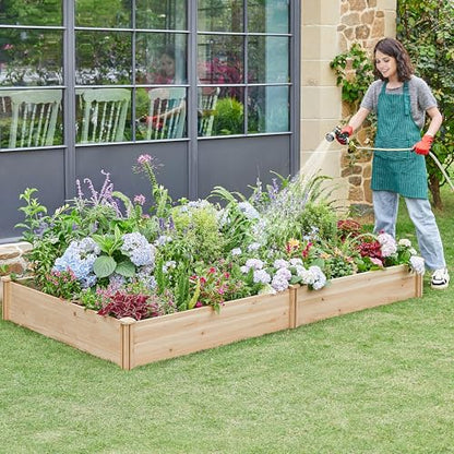 Yaheetech Wooden Raised Garden Bed Outdoor Planter Box, Wood - color: Natural Wood, size: 8ft x 4ft