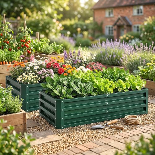 Outsunny 4' x 2' x 1' Galvanized Raised Garden Bed, Green - color: Green