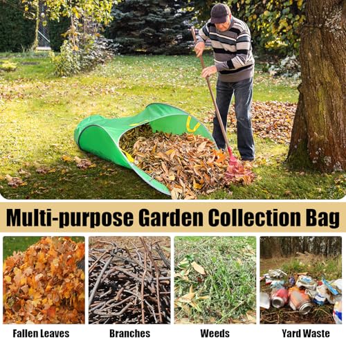 UQM Leaf Collector, Portable Pop Up Leaf Bags, Foldable Leaf Pick Up Tools - color: Green-Upgraded Large capacity