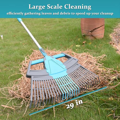 CYRUS 3-in-1 Garden Leaf Rake Adjustable PP Plastic 30-Tine Yard Rake