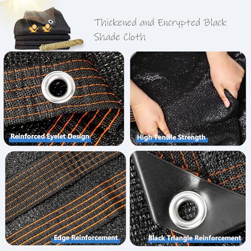 90% Black Shade Cloth, Mesh Tarp Sun Shade Cloth with Grommets(10 x 20 FT) - size: 10 x 20 FT