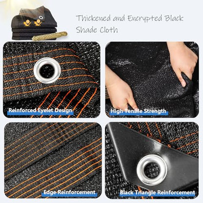 90% Black Shade Cloth, Mesh Tarp Sun Shade Cloth with Grommets(10 x 20 FT) - size: 10 x 20 FT