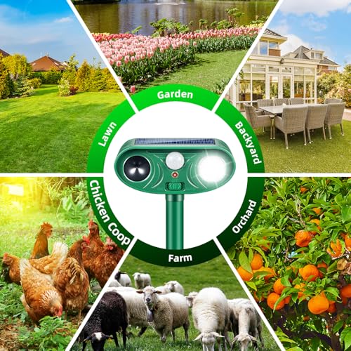 Solar Ultrasonic Animal Repellent Activated Deterrent for Deer