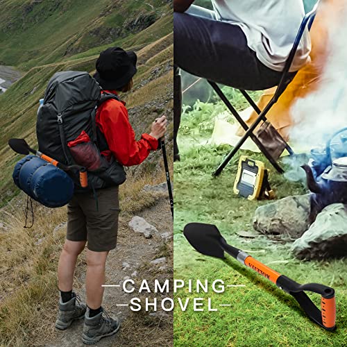 KOLEIYA Kids Shovel, Small Shovels for Digging, Overall Length 28 Inches, Mini D Handle Shovel,Gardening Shovels,Matel Beach Shovel,Camping Shovel Matel+Fiberglass - color: Orange