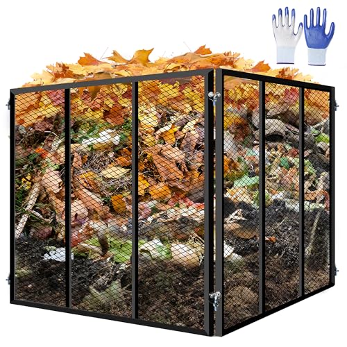 Large Metal Wire Mesh Compost Bin Outdoor, 172 Gallon, Black