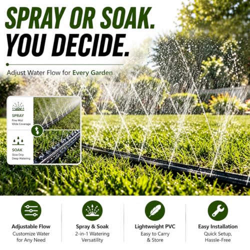 Sprinkler Hose with Holes 100 Ft (25ft 4pack) for Garden Watering - size: 100 ft (25ftx4pack)