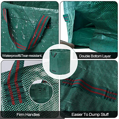 3 Pack 137 Gallons Reusable Yard Waste Bags Lawn Leaf Bags - style: 3pcs 137 gallons bags with double bottom