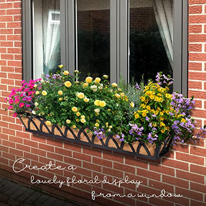 36" Hanging Window Box Basket w/Coco Liner, Black, 2 Pack - color: Black-set 2, size: 36IN Style A