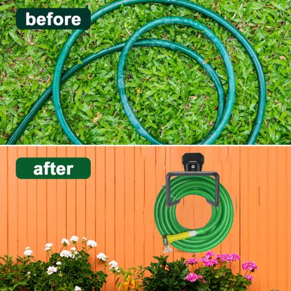 2 Pack Metal Garden Hose Holder, Heavy Duty Wall Mount Hose Hanger - size: 100FT*2