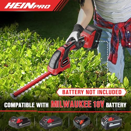 HEINPRO Cordless Hedge Trimmer Compatible with Milwaukee M18 Battery - color: Red