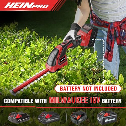 HEINPRO Cordless Hedge Trimmer Compatible with Milwaukee M18 Battery - color: Red