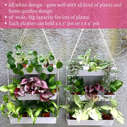 LaLaGreen Boho Wall Planter (16 in, 3 Tier) White Succulent Herb Garden - color: White, size: 16" (40.7cm) x 3 Pack White
