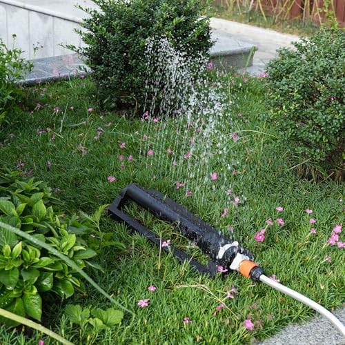 Strongway Turbo Oscillating Adjustable Sprinkler, 18 Nozzles, 35 Ft. Diameter Coverage, 3/4 in. Connection, Adjustable Width and Range, Rectangular Pattern, for Lawn, Garden and Yard