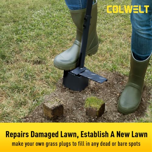 Colwelt Sod Plugger Tool Square, Grass Plug Tool for Lawn, Sod Cutter Hand
