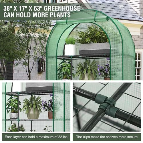 Mini Greenhouse for Outdoors, Portable Small Greenhouse - style: 38"x17"x62" Green