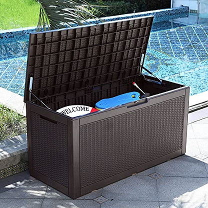 YITAHOME 100 Gallon Large Deck Box - color: Dark Brown