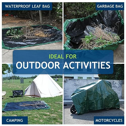 Drawstring Tarps 9x9 Ft, Waterproof Leaf Tarp 4 Drawstrings - size: 9×9 Ft (1 Pc)