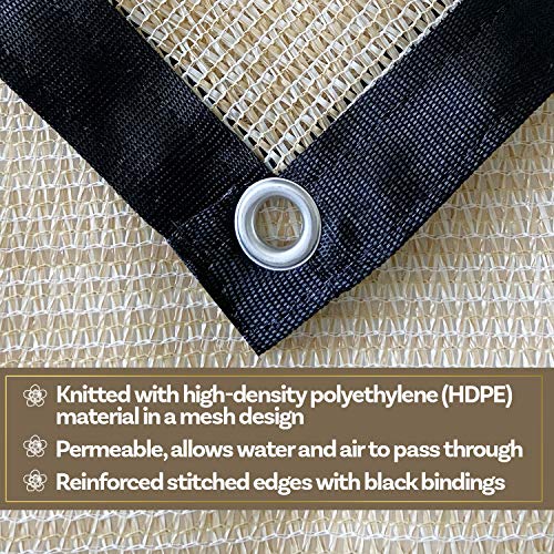 Alion Home HDPE 50% Sun Block Garden Netting Mesh - Beige (6' x 8', Beige) - color: Beige, size: 6' x 8'