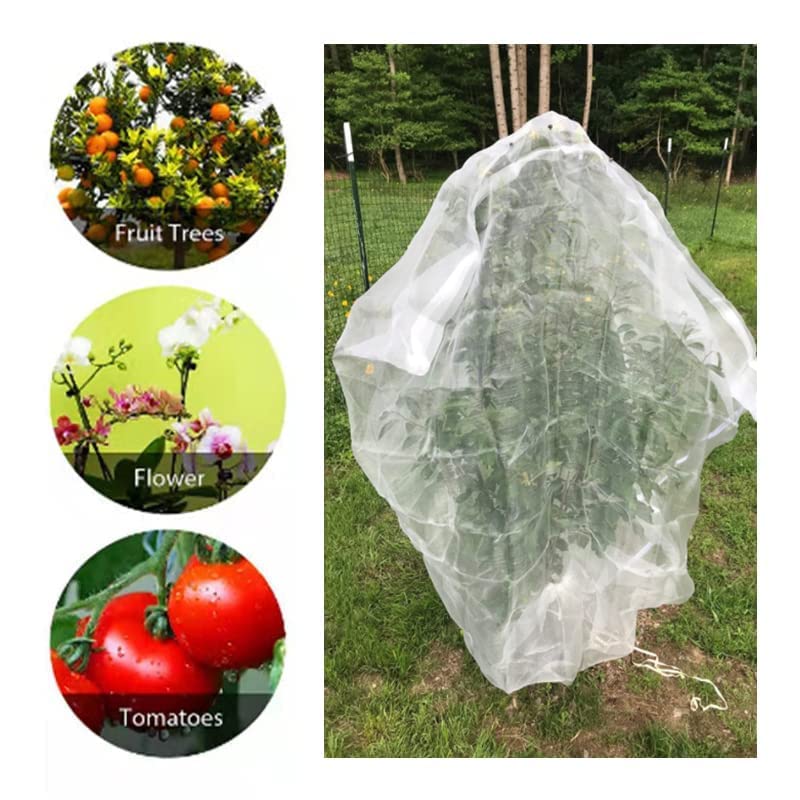 Agfabric Fruit Tree Netting Protection Bag with Drawstring,7.2x6.5 FT Garden Netting Insect Pest Barrier,Bird Netting Plant Covers for Vegetables Fruits Flower,White - color: 1pack, size: 86"x78"
