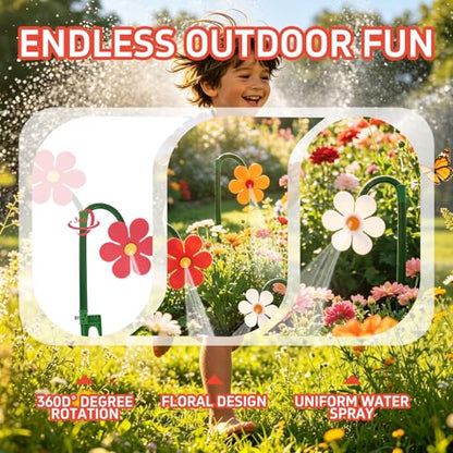 Crazy Daisy Sprinkler, 360° Rotating Flower Sprinkler for Dogs and Yard - color: Yellow