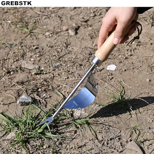 GREBSTK Garden Manual Weeding Tools Stainless Steel Beech Handle Shovel for Weeding, Cultivating, Transplanting, Digging