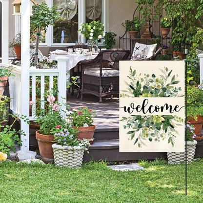 AVOIN colorlife Spring Summer Floral Welcome Garden Flag Outside 12x18 Inch - size: Garden Size-12 x 18"