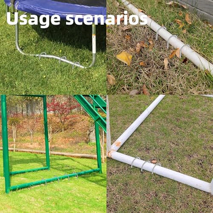 10 Pack Ground Garden Rebar Stakes Rebar 12 Inch Anti-Rust Galvanized Steel U Shape Hook Heavy Duty Ground Anchors for Tents, Position Kits,Fences, and Trampolines Landscape Fabric - color: U-16'' 8mm 10pcs SL