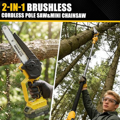2-in-1 Cordless Pole Saw Compatible with Dewalt 20V MAX Battery (No Battery)