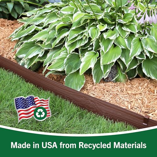 MASTER MARK Terrace Board, Landscape Coiled Edging, Grass Barrier, Bender Board, Flower Bed, Vegetable Garden Borders 5 in. x 40 ft. with 10 Stakes (Brown) - color: Brown