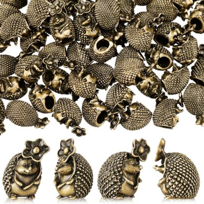 Civaner 50 Pcs Mini Brass Hedgehog, Mini Brass Figurines, Metal Animals - style: Hedgehog