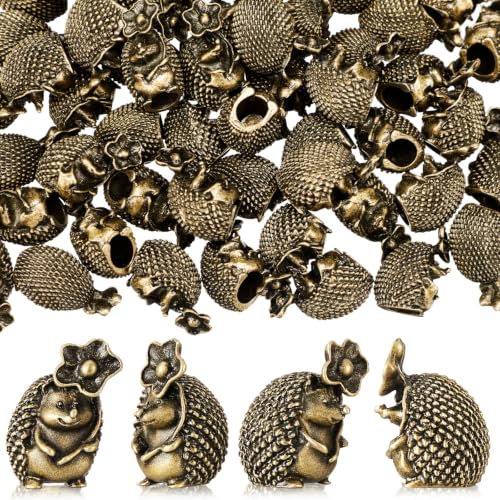 Civaner 50 Pcs Mini Brass Hedgehog, Mini Brass Figurines, Metal Animals - style: Hedgehog