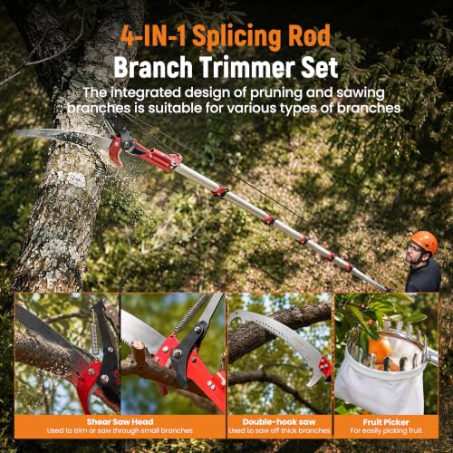maXpeedingrods 26FT Manual Pole Saw, 4-In-1 Pole Saws for Tree Trimming