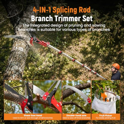 maXpeedingrods 26FT Manual Pole Saw, 4-In-1 Pole Saws for Tree Trimming