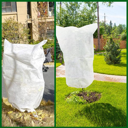 5-Pack Plant Cover Drawstring Tree Cover, Winter Freeze Plant Protection, Tree Jacket Frost Blanket for Outdoor Plants, 31.5" x 39.4" - size: 31"×40"