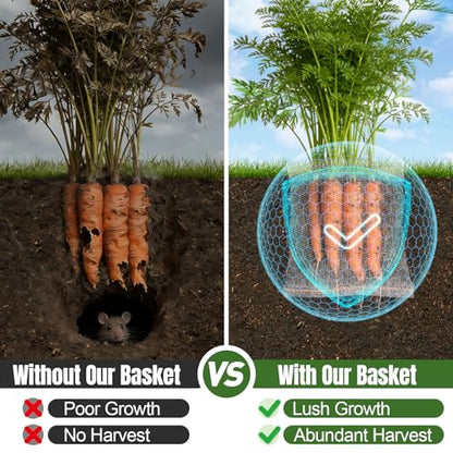 8 PCS 10 Gallon Root Guard Gopher Proof Wire Baskets, Stainless Steel Gophers Moles Voles Proof Mesh Baskets, Underground Cages for Protecting Plant Roots, Trees, Flowers, Crops, Tubers - size: 10 Gallon X 8 PCS