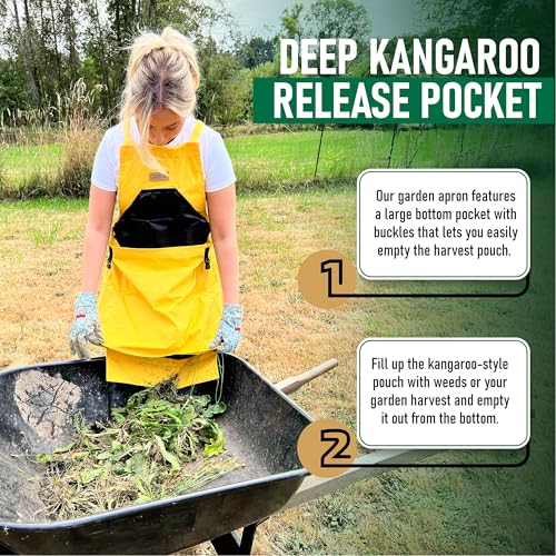 Grampa's Gardening Apron Cross Back Garden Apron with Large Pockets - color: Yellow