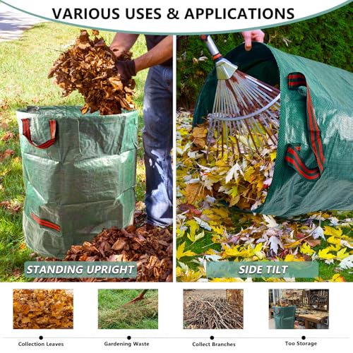 2 Pack 132 Gallon Yard Waste Bags with Handles, Reusable Leaf Bags