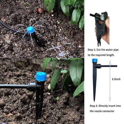 Drip Irrigation System with Water Timer for Garden,Main ID 1/2inch 32Ft and 1/4inch 136Ft Water Hose, 2-Zone Automatic Watering System Sufficient Water, Irrigation Dripper Waterflow Evenly Easy DIY