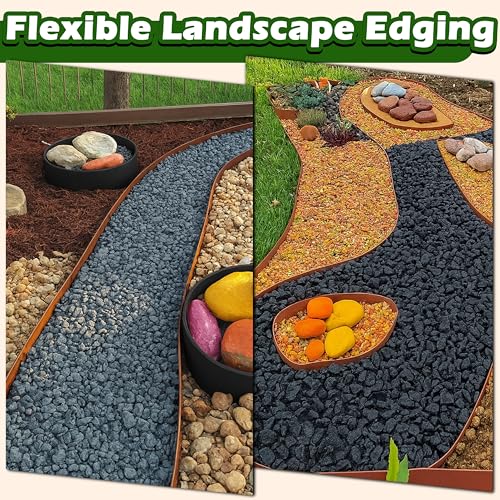 Gardzen 40-Foot x 3-Inch Landscape Edging Garden Border with 40 Spikes - color: Brown, size: 3IN-40FT
