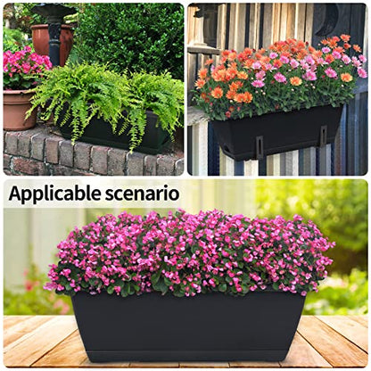 Window Box Planter,10Pack Plastic Vegetable Flower Planters Boxes - color: Black, size: 16.6 X 7 X 5.9 Inches