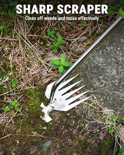 WORKPRO 15-Inch 6-Tine Weed Puller Tool for Deep Root Removal